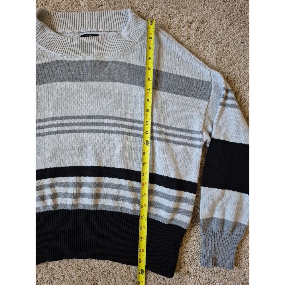 Lucky Brand Women's Pullover Sweater Striped Color Block Size L Gray Black - Picture 3 of 5